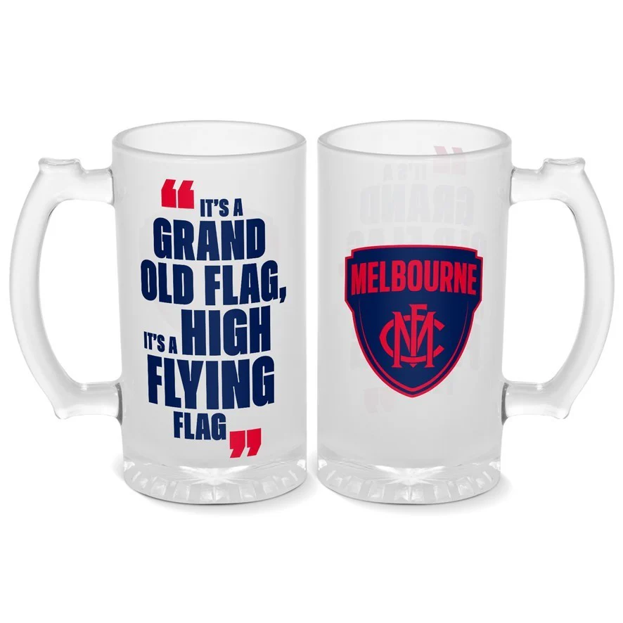 AFL Frosted Stein Glass - Melbourne Demons - 500ml - Drink Cup Mug
