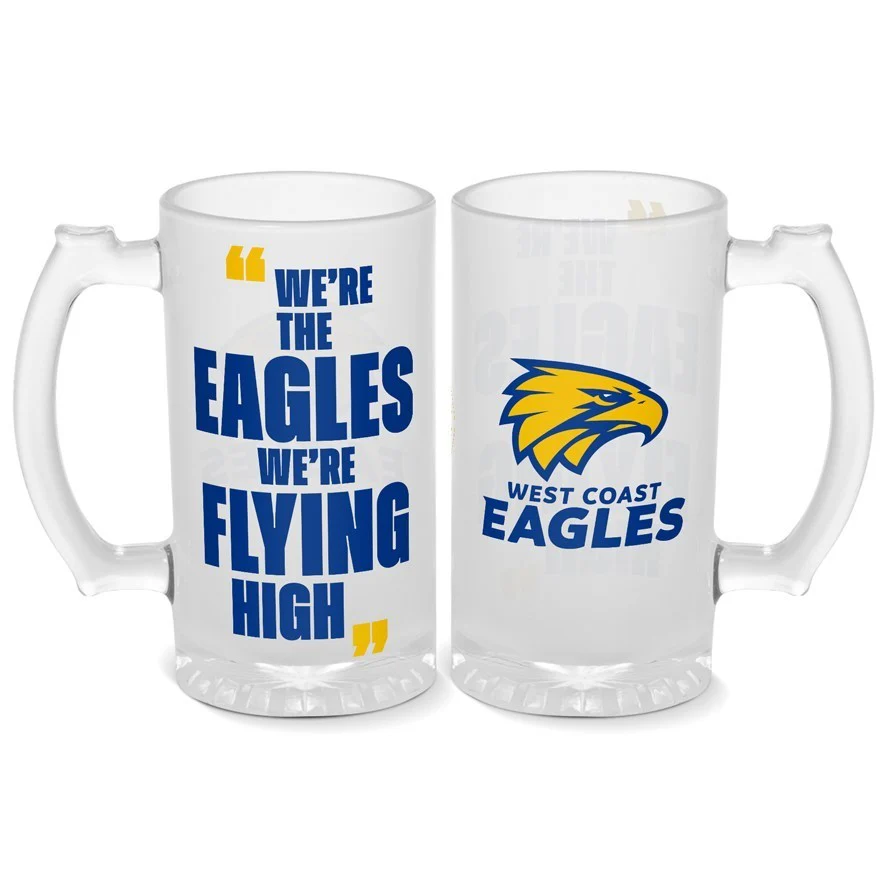 AFL Frosted Stein Glass - West Coast Eagles - 500ml - Drink Cup Mug
