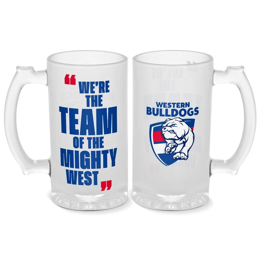 AFL Frosted Stein Glass - Western Bulldogs - 500ml - Drink Cup Mug - Image 2