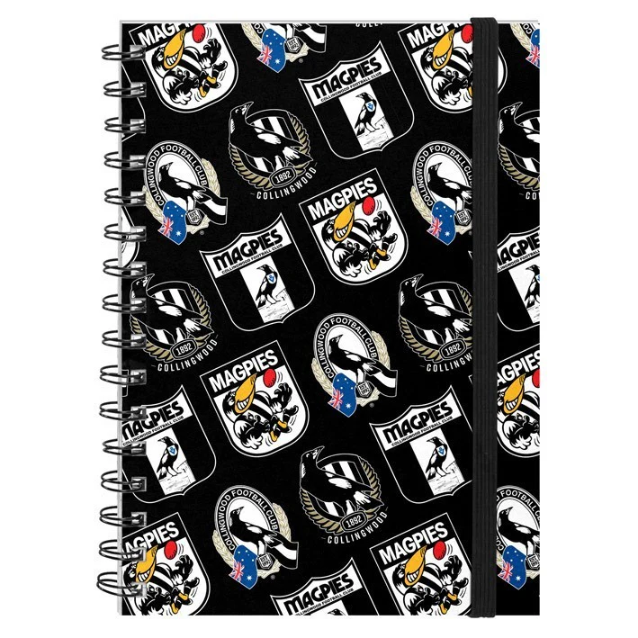 AFL Hard Cover Notebook - Collingwood Magpies - A5 60 Page Pad