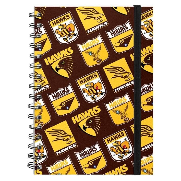 AFL Hard Cover Notebook - Hawthorn Hawks - A5 60 Page Pad - Image 2