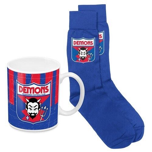 AFL Heritage Coffee Mug & Sock Pack - Melbourne Demons - Gift Boxed - Image 2
