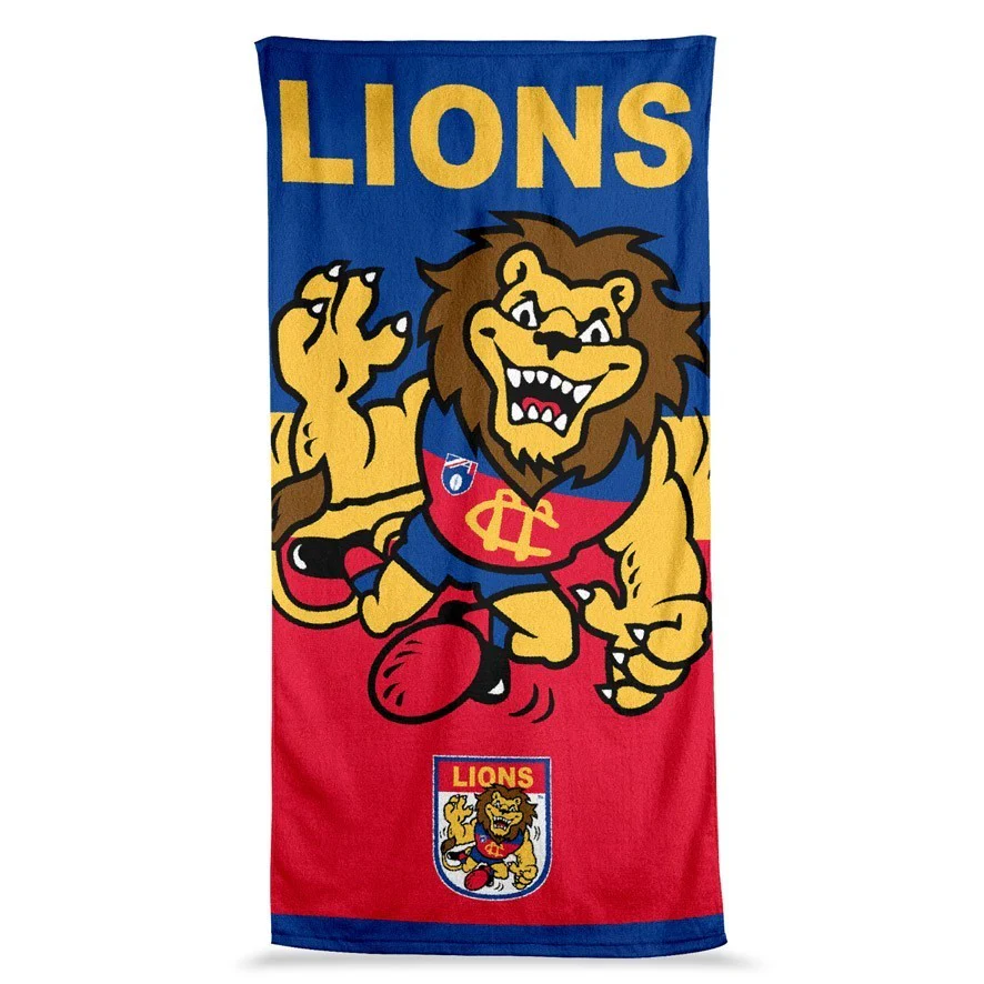 AFL Jumbo Beach Towel - Brisbane Lions - Team Mascot - 90cmx170cm - Image 2