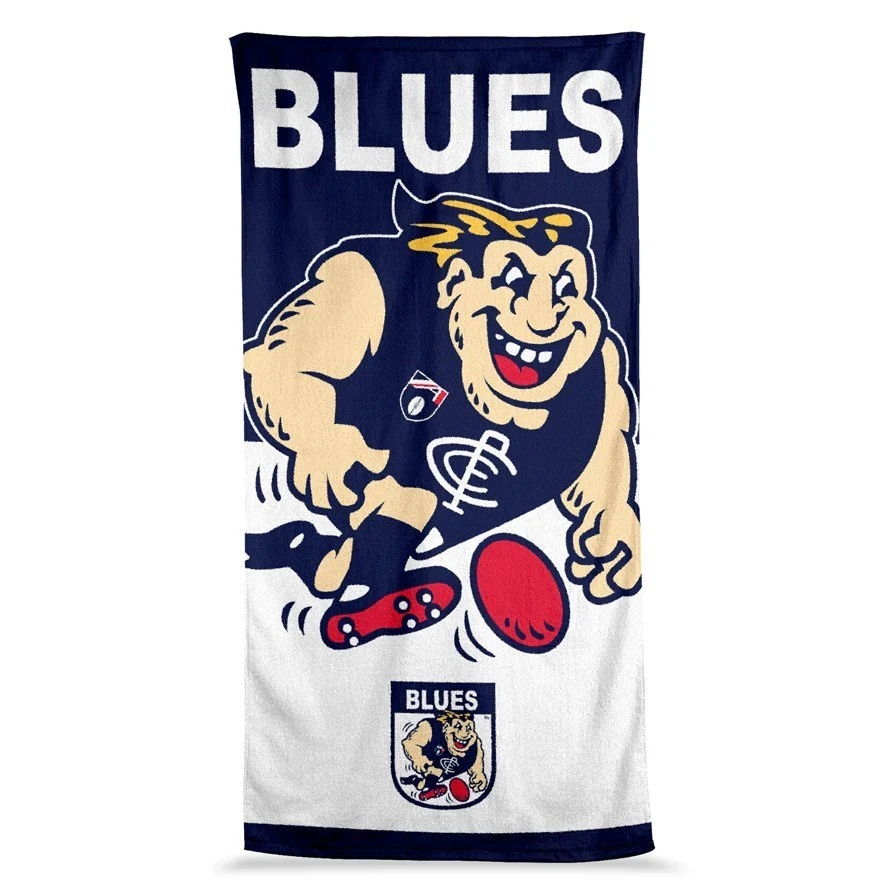 AFL  Jumbo Beach Towel - Carlton Blues - Team Mascot - 90cmx170cm