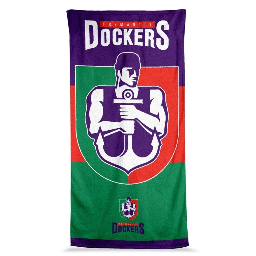 AFL  Jumbo Beach Towel - Fremantle Dockers - Team Mascot - 90cmx170cm - Image 2