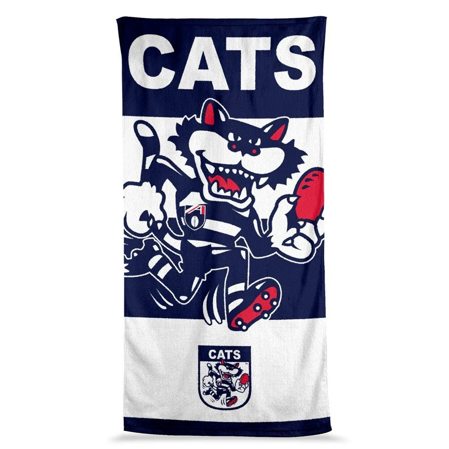 AFL Jumbo Beach Towel - Geelong Cats - Team Mascot - 90cmx170cm - Image 2