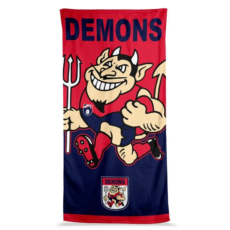 AFL Jumbo Beach Towel - Melbourne Demons - Team Mascot - 90cmx170cm - Image 2
