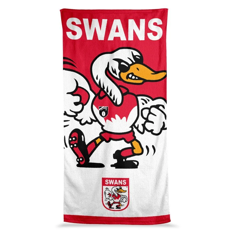 AFL  Jumbo Beach Towel - Sydney Swans - Team Mascot - 90cmx170cm