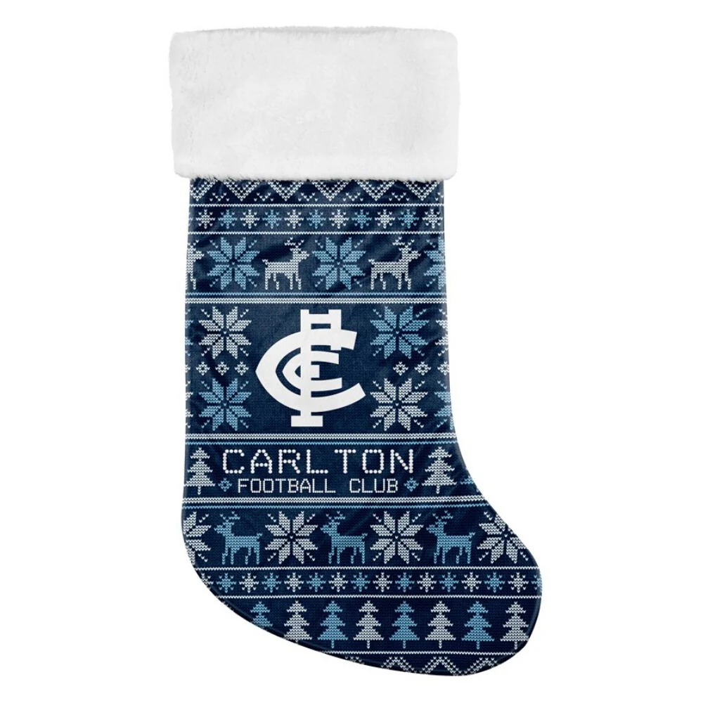 AFL Jumbo Christmas Stocking Carlton Blues Sweater Print XMAS