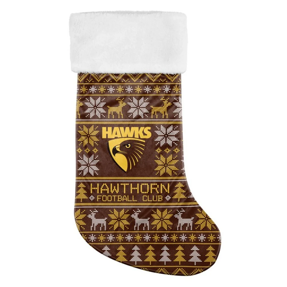 AFL Jumbo Christmas Stocking  Hawthorn Hawks  Sweater Print  XMAS