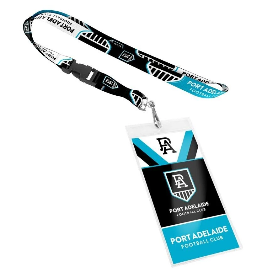 AFL Lanyard & Clear Card Holder - Port Adelaide Power - Key Chain - Image 2