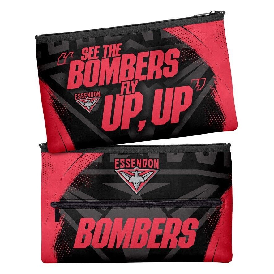 AFL Large Pencil Case - Essendon Bombers - Neoprene - 33cm x 21cm - Image 2