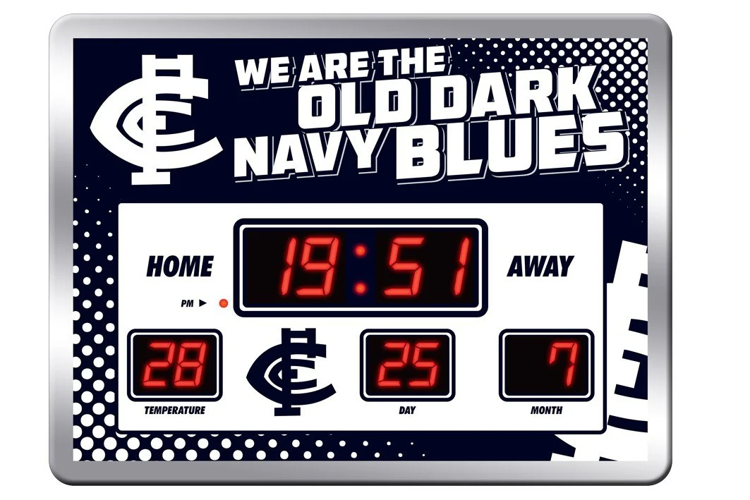 AFL LED Scoreboard Clock - Carlton Blues - 45x33cm - Time Temp Date - Image 2