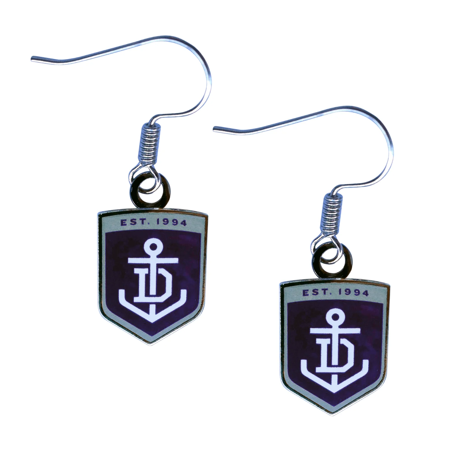 AFL Logo Metal Earrings - Fremantle Dockers - Surgical Steel - Drop Earrings - Image 2