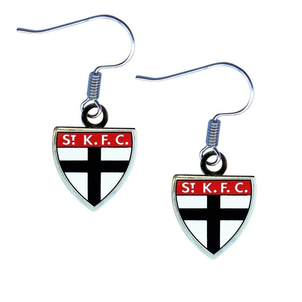 AFL Logo Metal Earrings - St Kilda Saints - Surgical Steel - Drop Earrings - Image 2