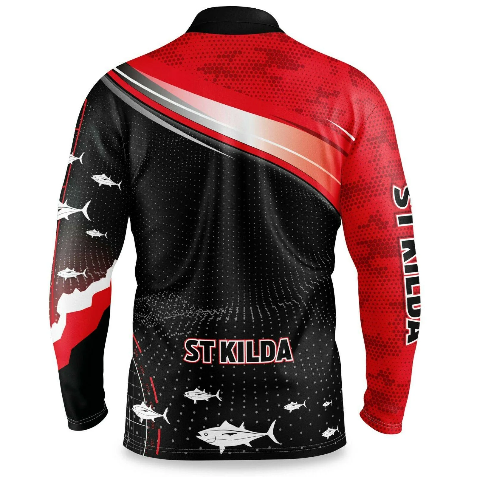 AFL Long Sleeve Fishfinder Fishing Polo Tee Shirt - St Kilda Saints - Adult - Image 2