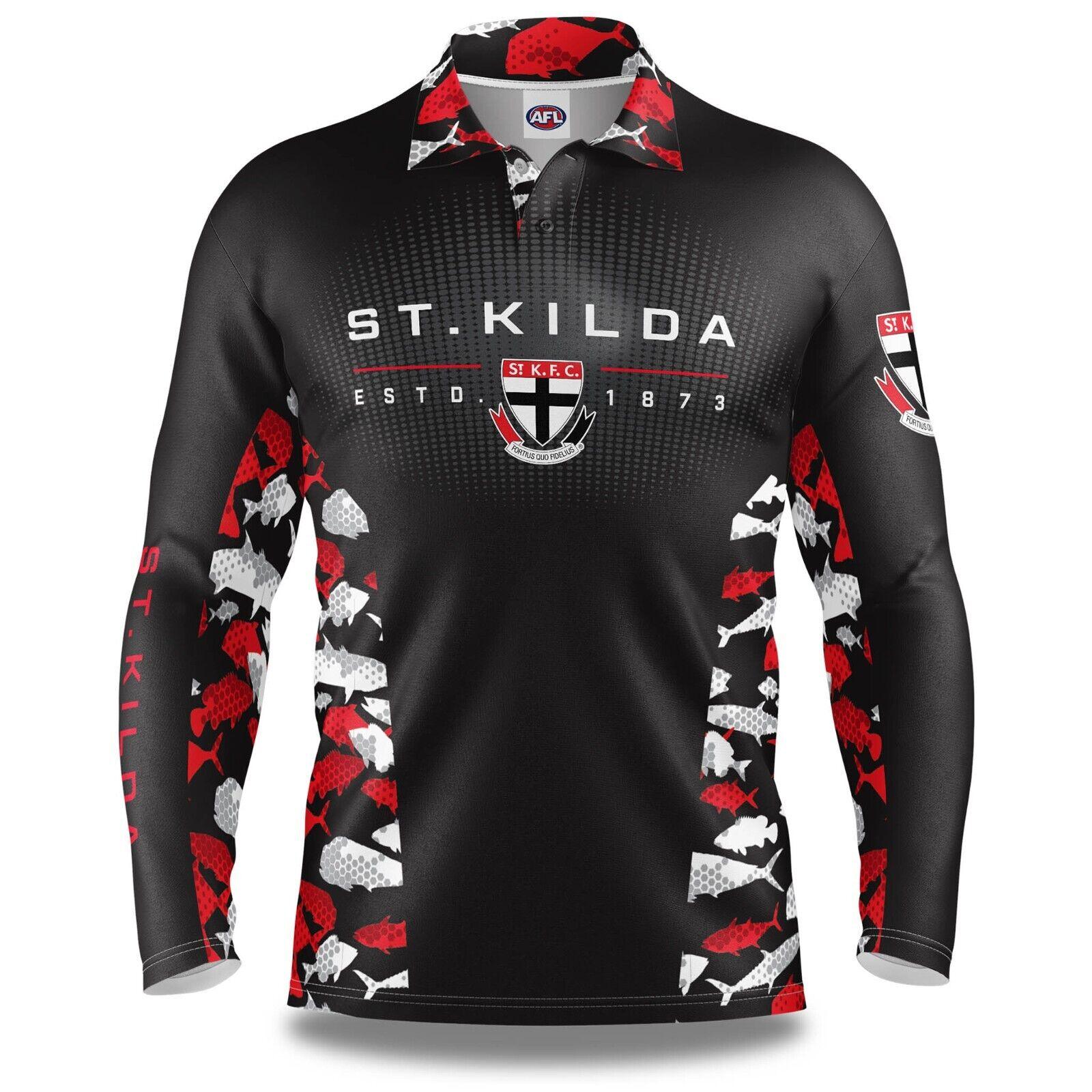 AFL Long Sleeve Reef Runner Fishing Polo Tee Shirt - St Kilda Saints - Adult