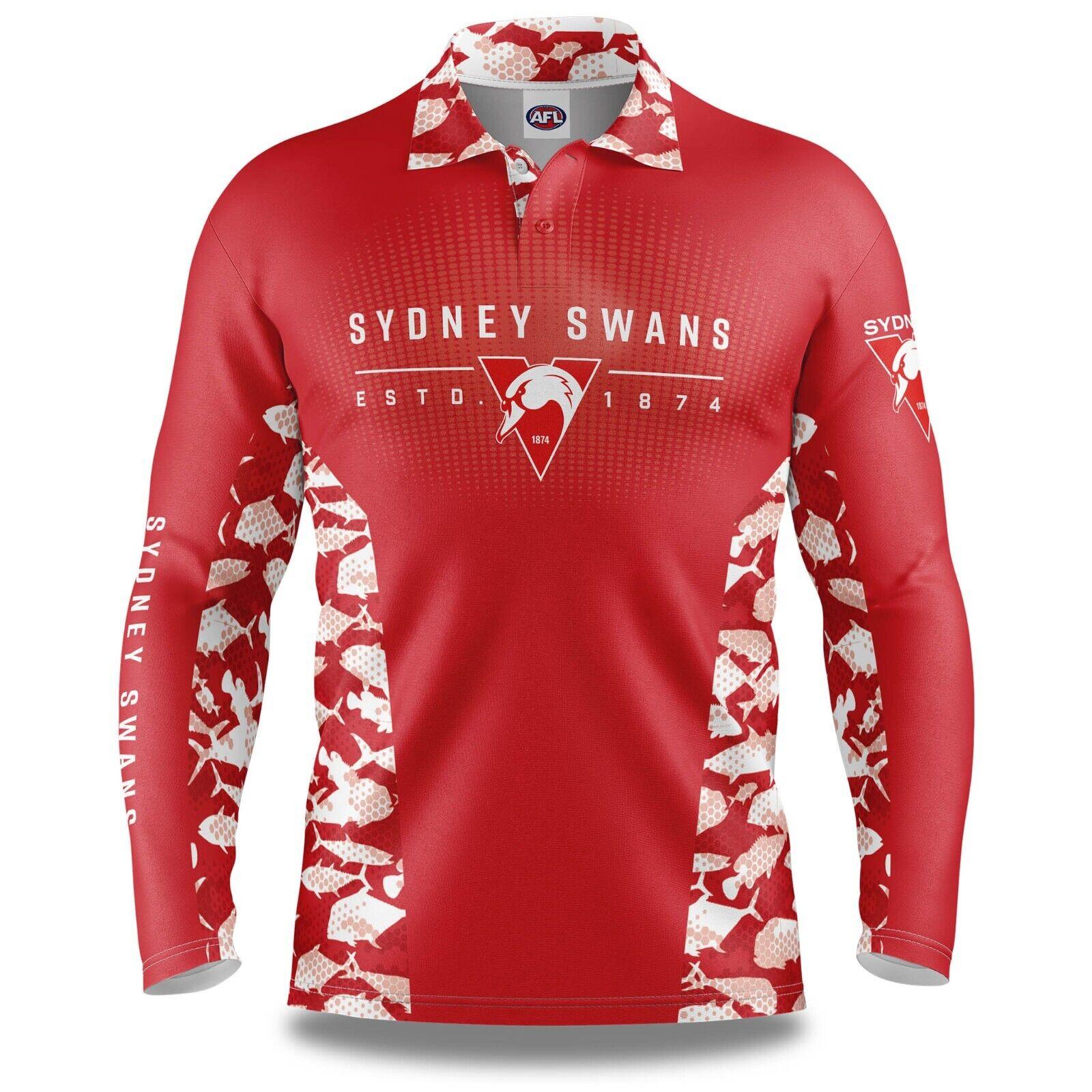 AFL Long Sleeve Reef Runner Fishing Polo Tee Shirt - Sydney Swans - Adult