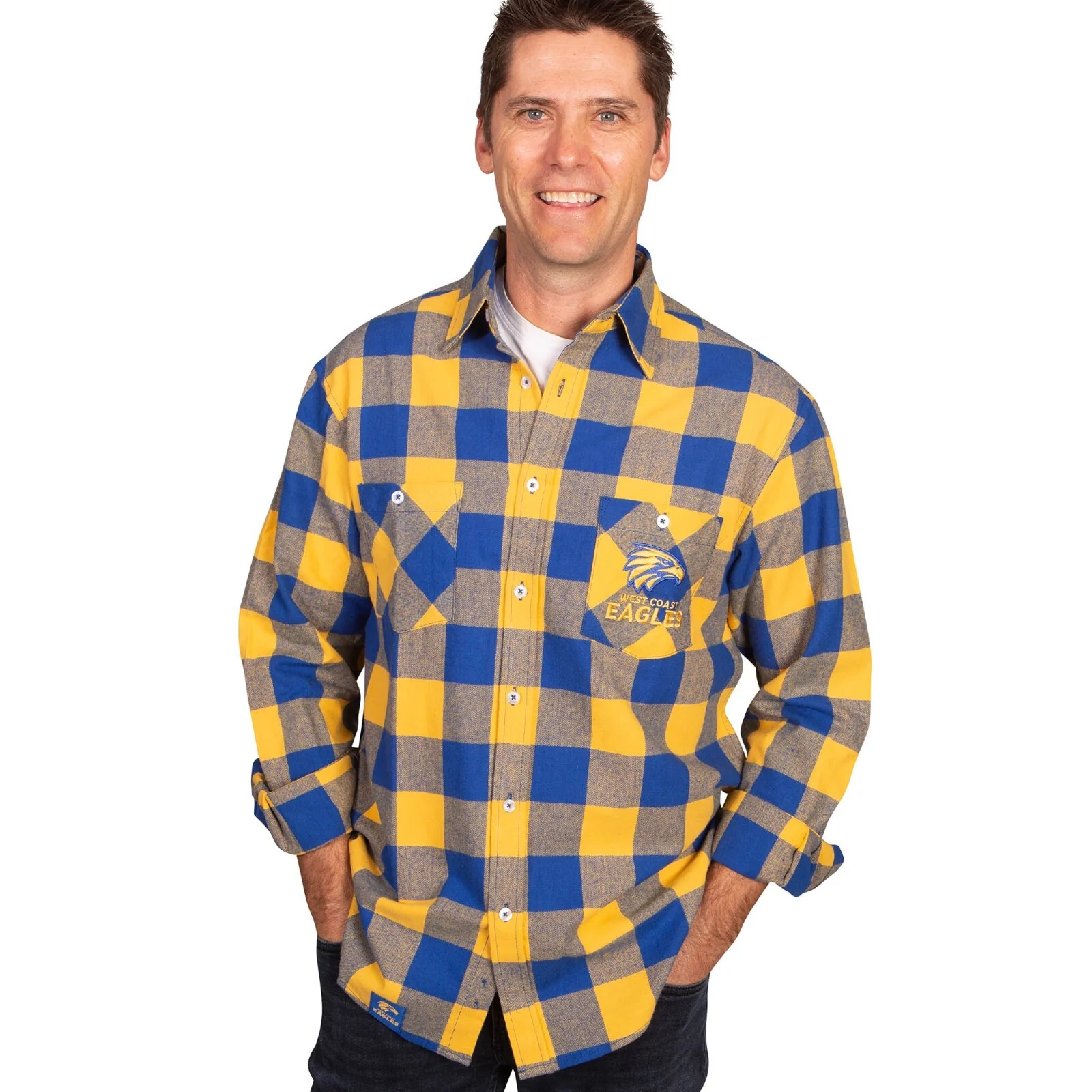 AFL Lumberjack Flannel Polo - West Coast Eagles - Flanno Shirt - Flannelette - Image 2