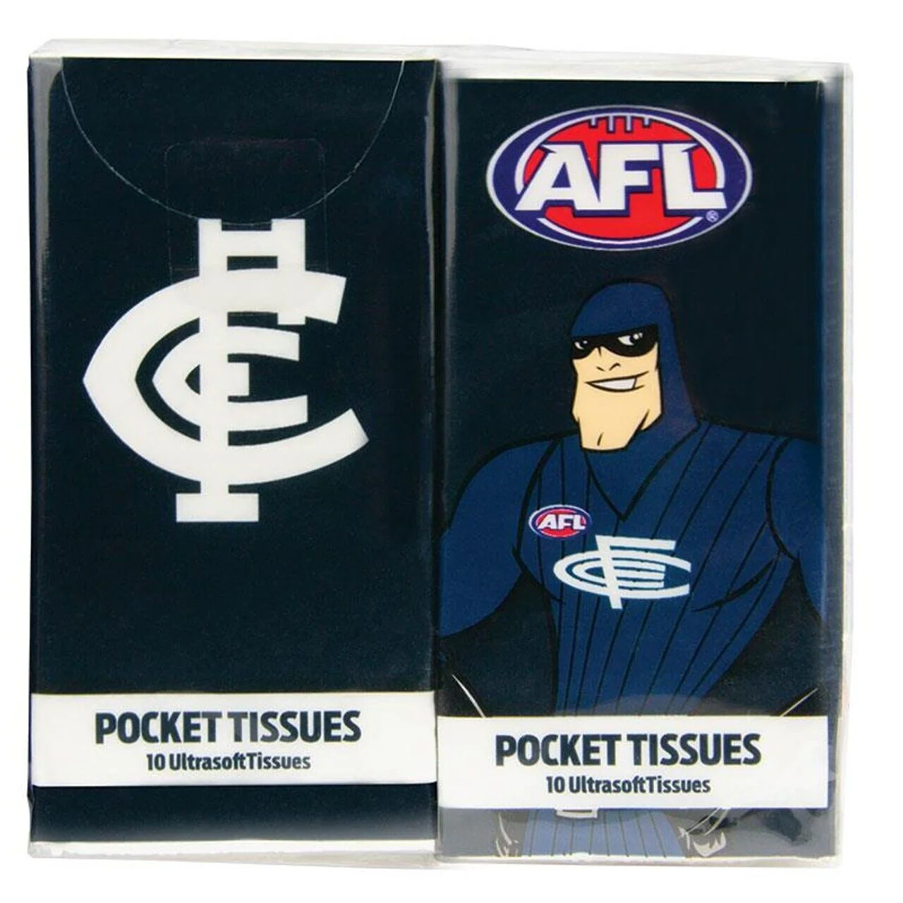 AFL Mascot Pocket Tissue - Carlton Blues - 4 Pack - Image 2