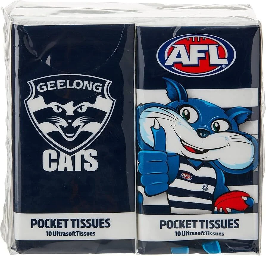 AFL Mascot Pocket Tissue - Geelong Cats - 4 Pack - Image 2