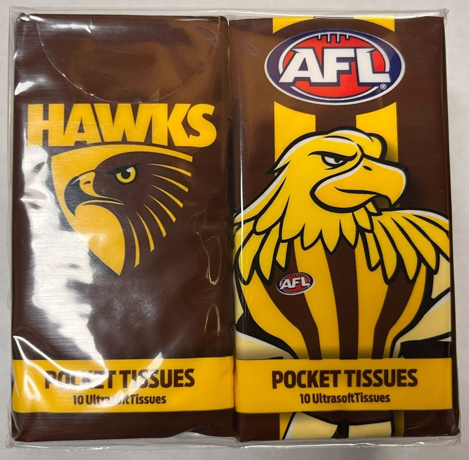 AFL Mascot Pocket Tissue - Hawthorn Hawks - 4 Pack - Image 2