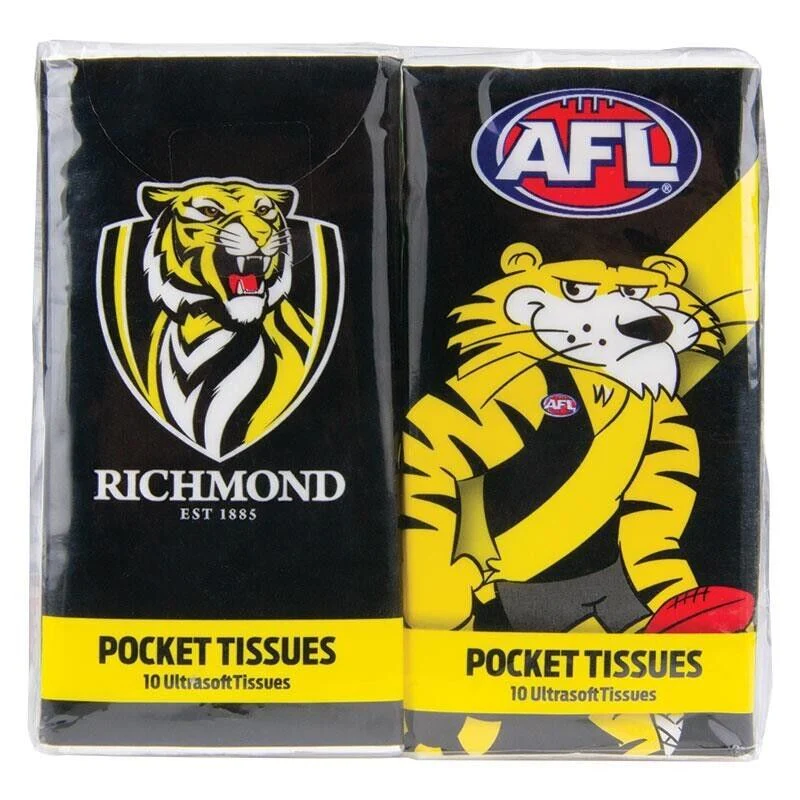 AFL Mascot Pocket Tissue - Richmond Tigers - 4 Pack - Image 2