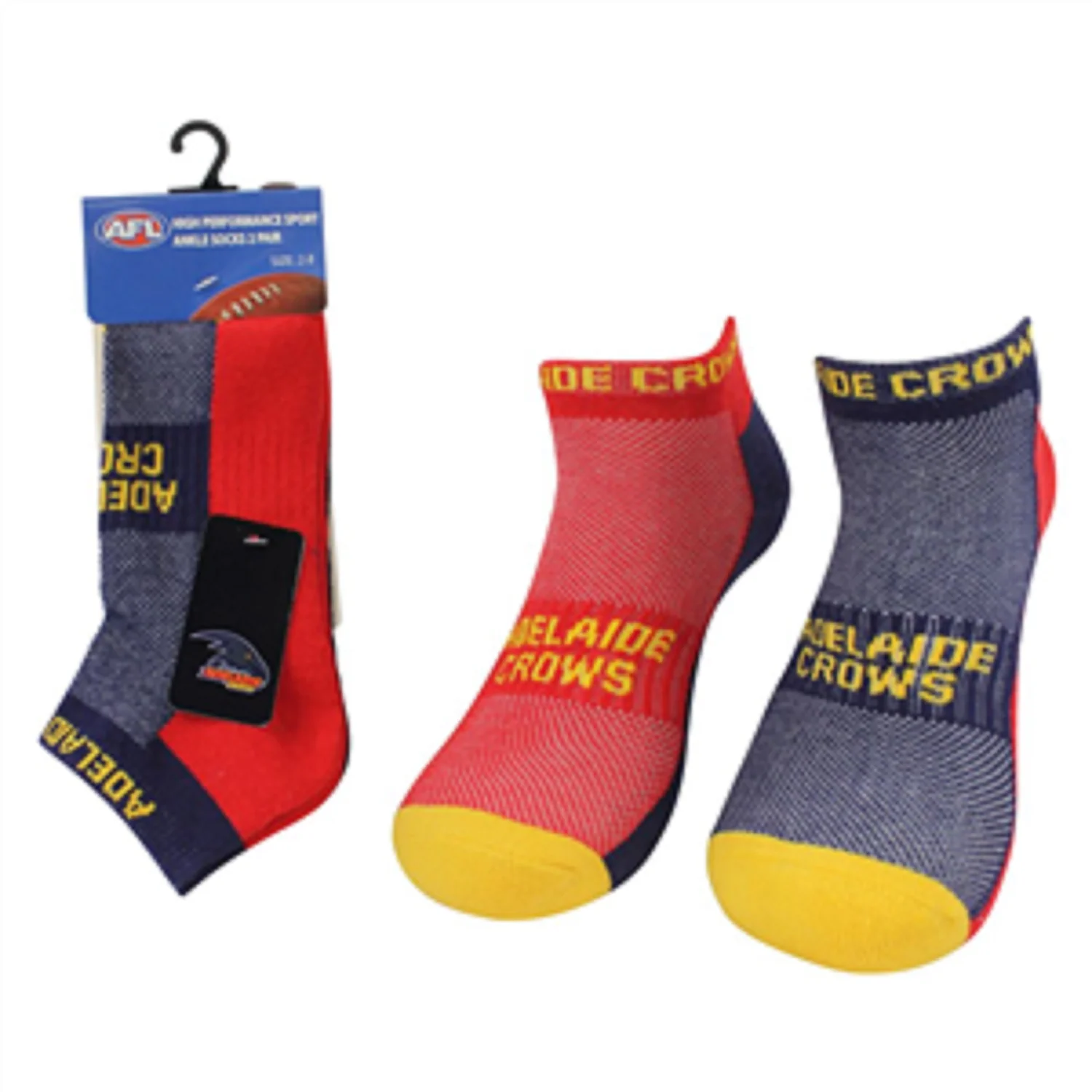 AFL Mens Ankle Socks - Adelaide Crows - Set Of Two - Sock