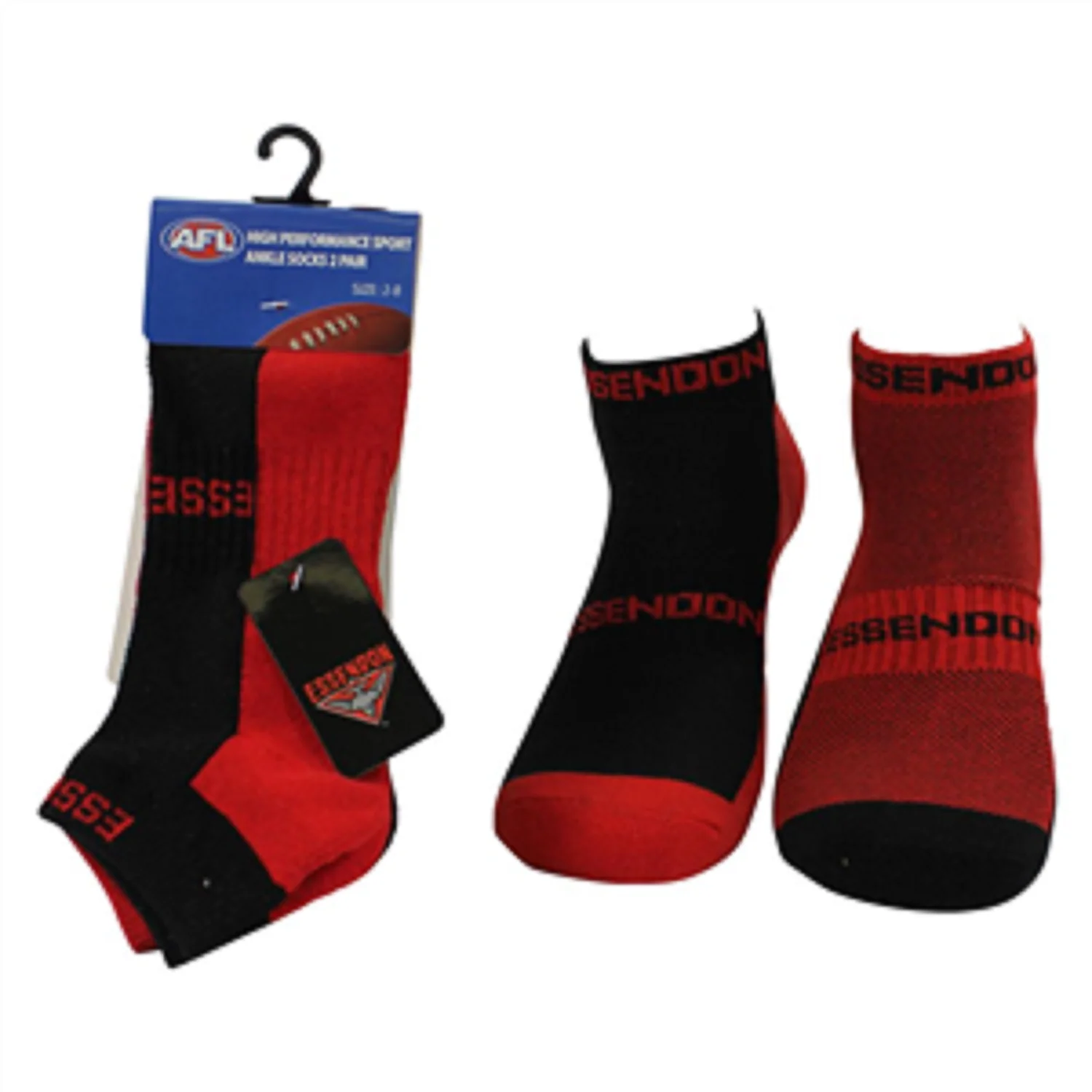 AFL Mens Ankle Socks - Essendon Bombers - Set Of Two - Sock