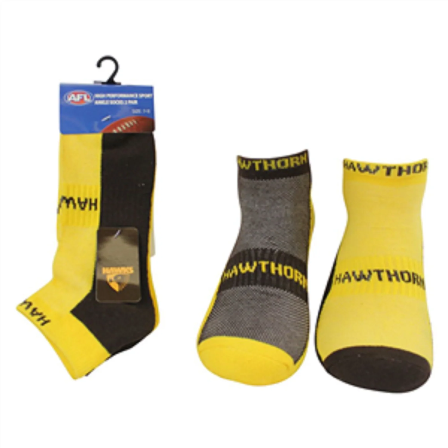 AFL Mens Ankle Socks - Hawthorn Hawks - Set Of Two - Sock