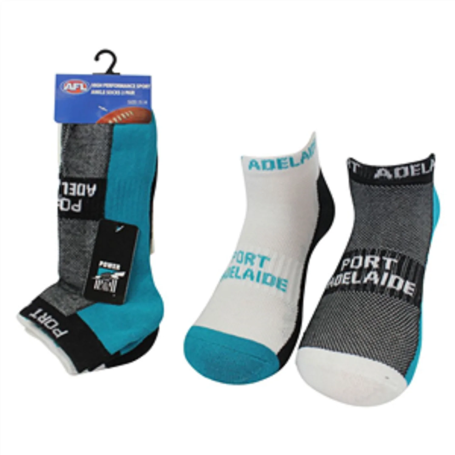 AFL Mens Ankle Socks - Port Adelaide Power - Set Of Two - Sock