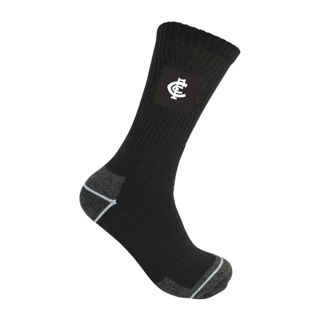 AFL Mens Work Socks - Carlton Blues  - Two Pack - Sock