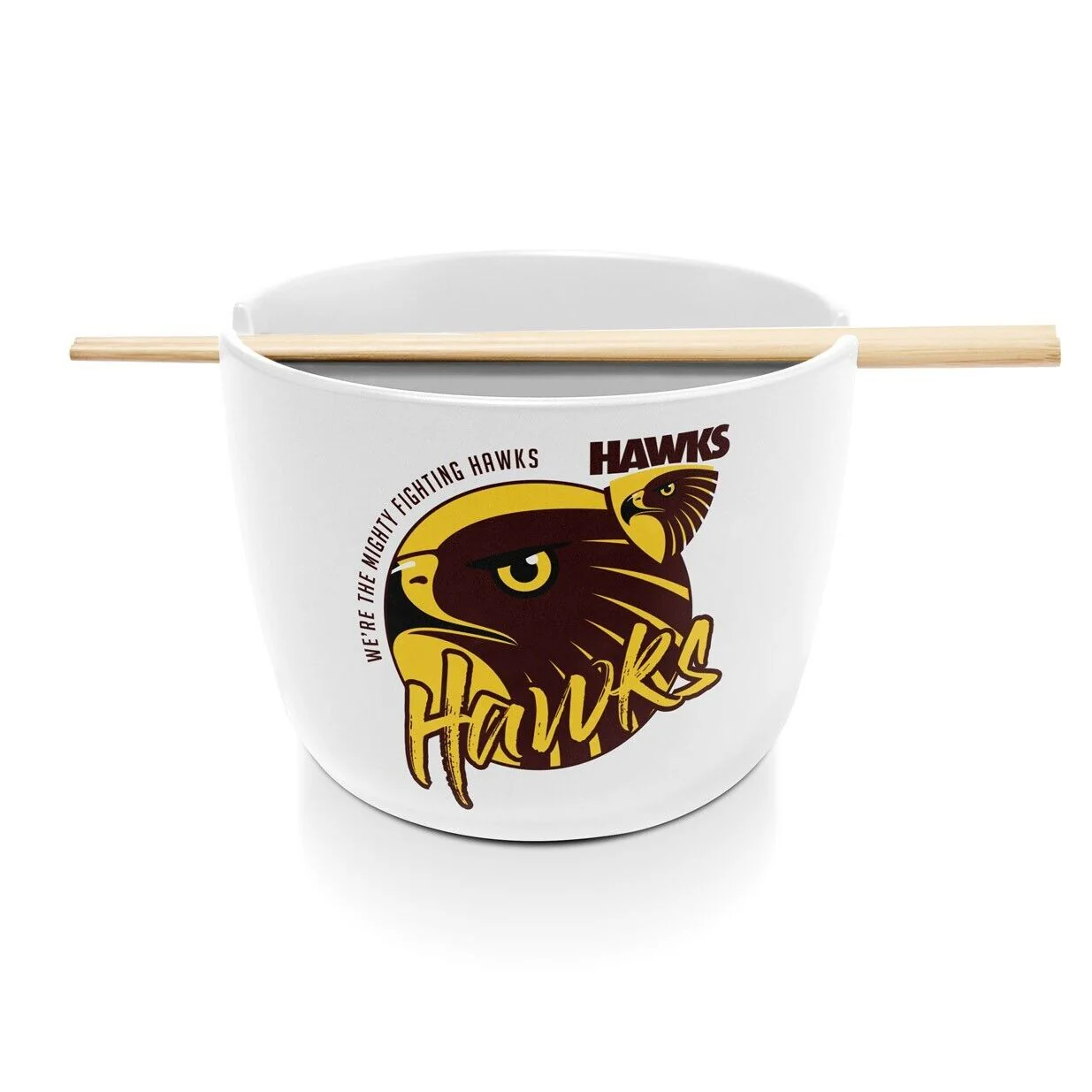 AFL Noodle Bowl with Chopsticks - Hawthorn Hawks - Ceramic - 490ml Capacity - Image 2