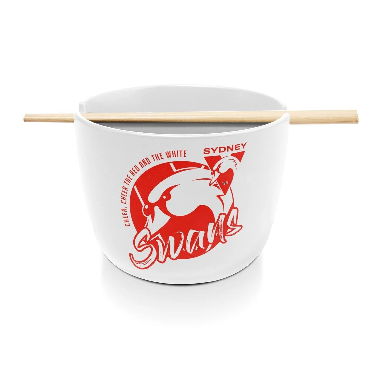 AFL Noodle Bowl with Chopsticks - Sydney Swans - Ceramic - 490ml Capacity - Image 2
