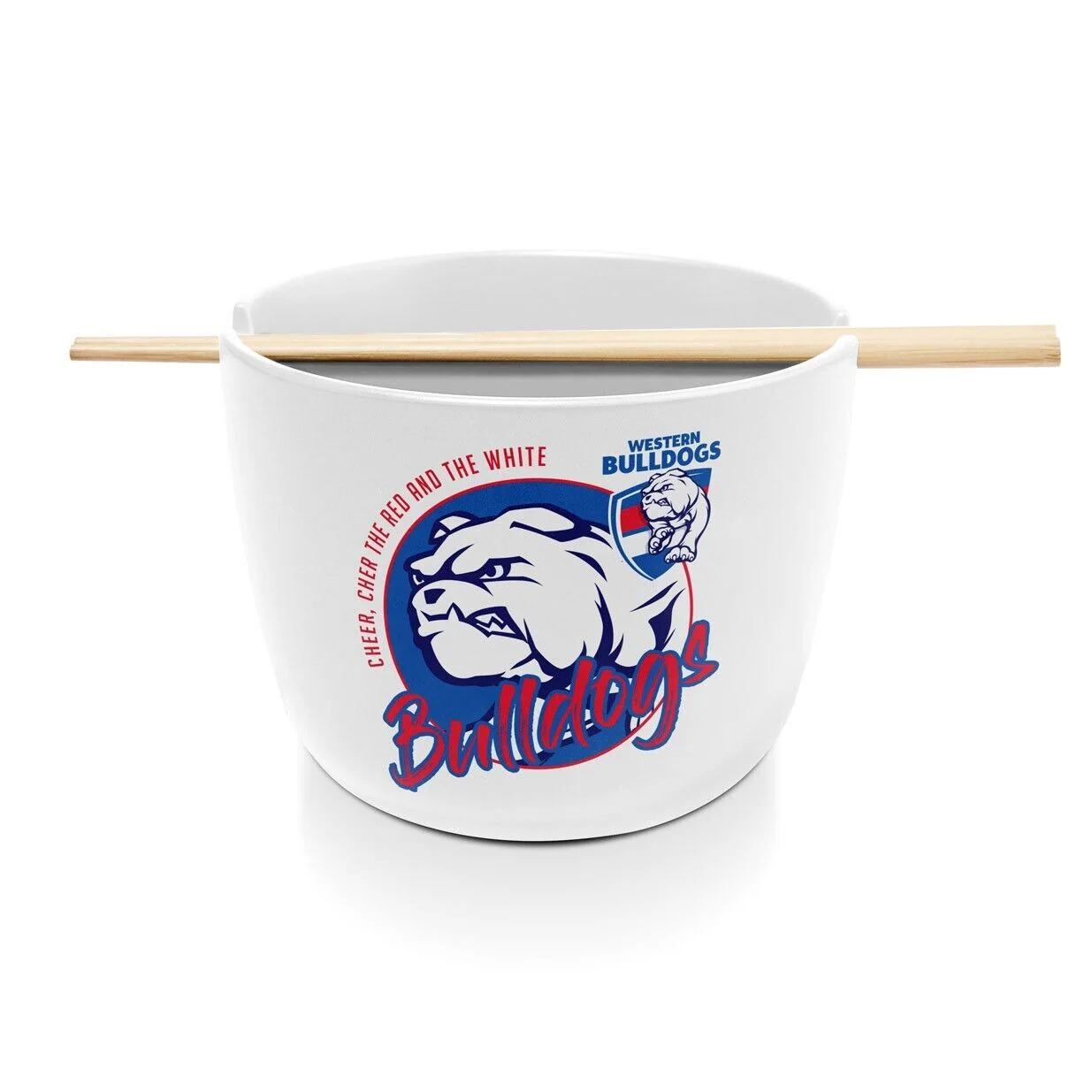 AFL Noodle Bowl with Chopsticks - Western Bulldogs - Ceramic - 490ml Capacity - Image 2