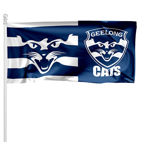 AFL Pole Flag - Geelong Cats - 90cm x 180cm - Steel Eyelet For Hanging - Image 2