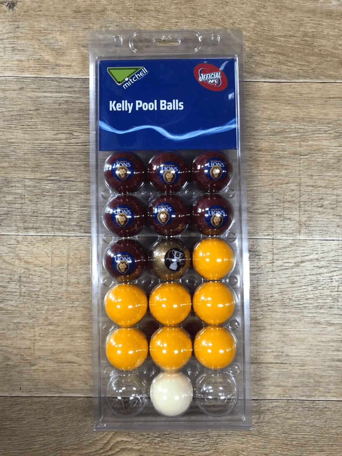 AFL Pool Snooker Billiards 16 Ball Full Set - Team Vs Colour - Brisbane Lions