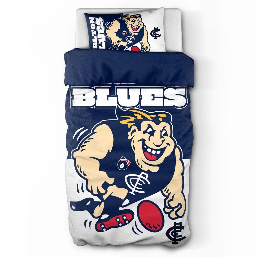 AFL Quilt Cover Set - Carlton Blues - Doona Cover - Pillowcases - Image 2