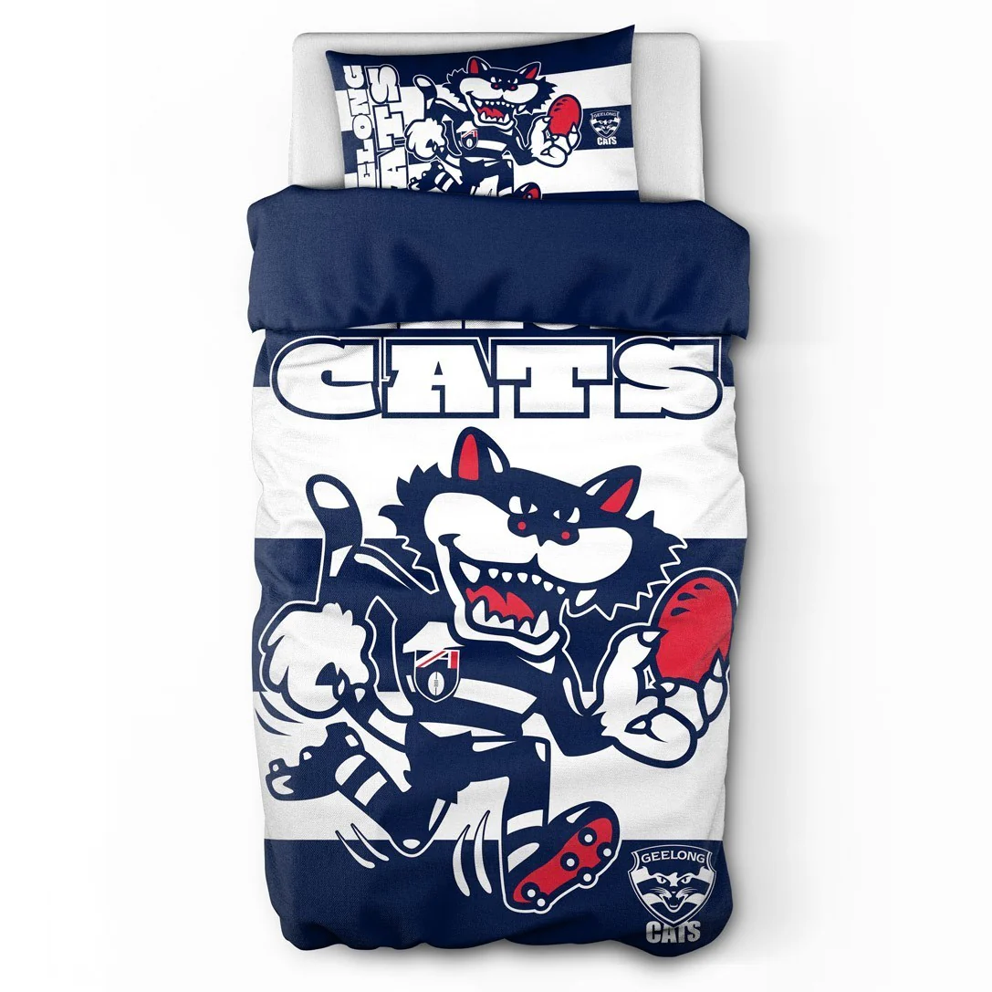 AFL Quilt Cover Set - Geelong Cats - Doona Cover - Pillowcases