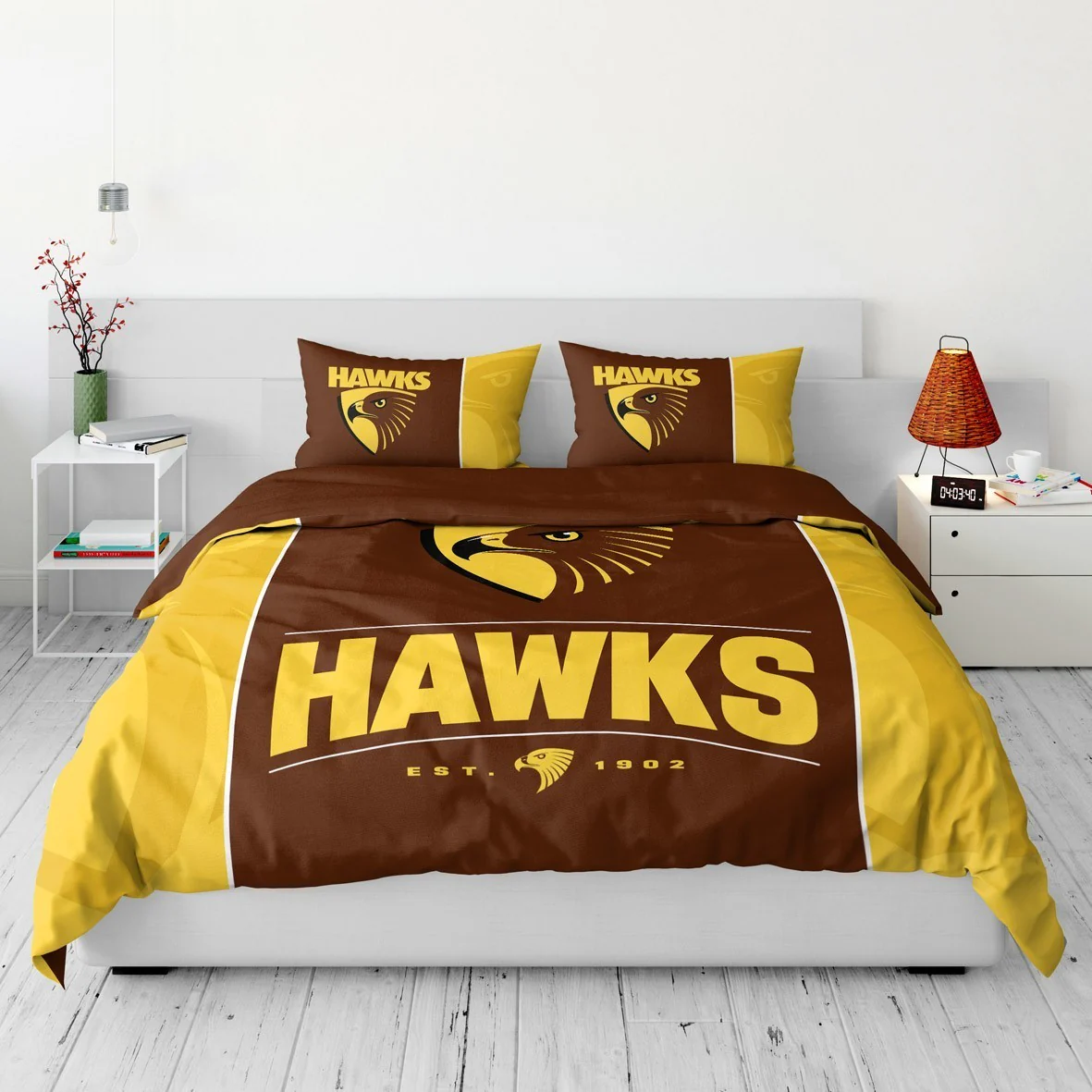 AFL Quilt Cover Set - Hawthorn Hawks - Doona Cover - Pillowcases - Image 3