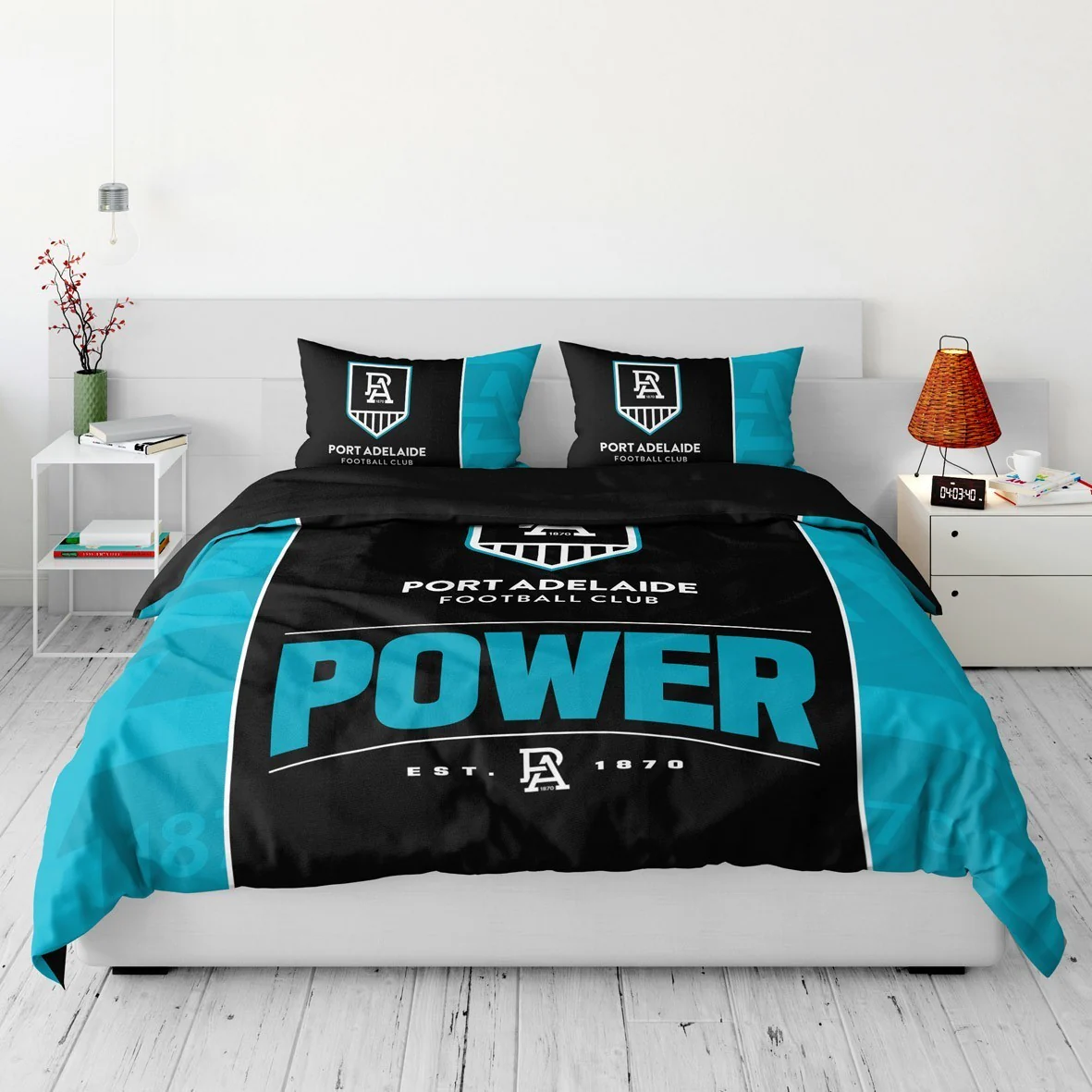 AFL Quilt Cover Set - Port Adelaide Power - Doona Cover - Pillowcases - Image 2