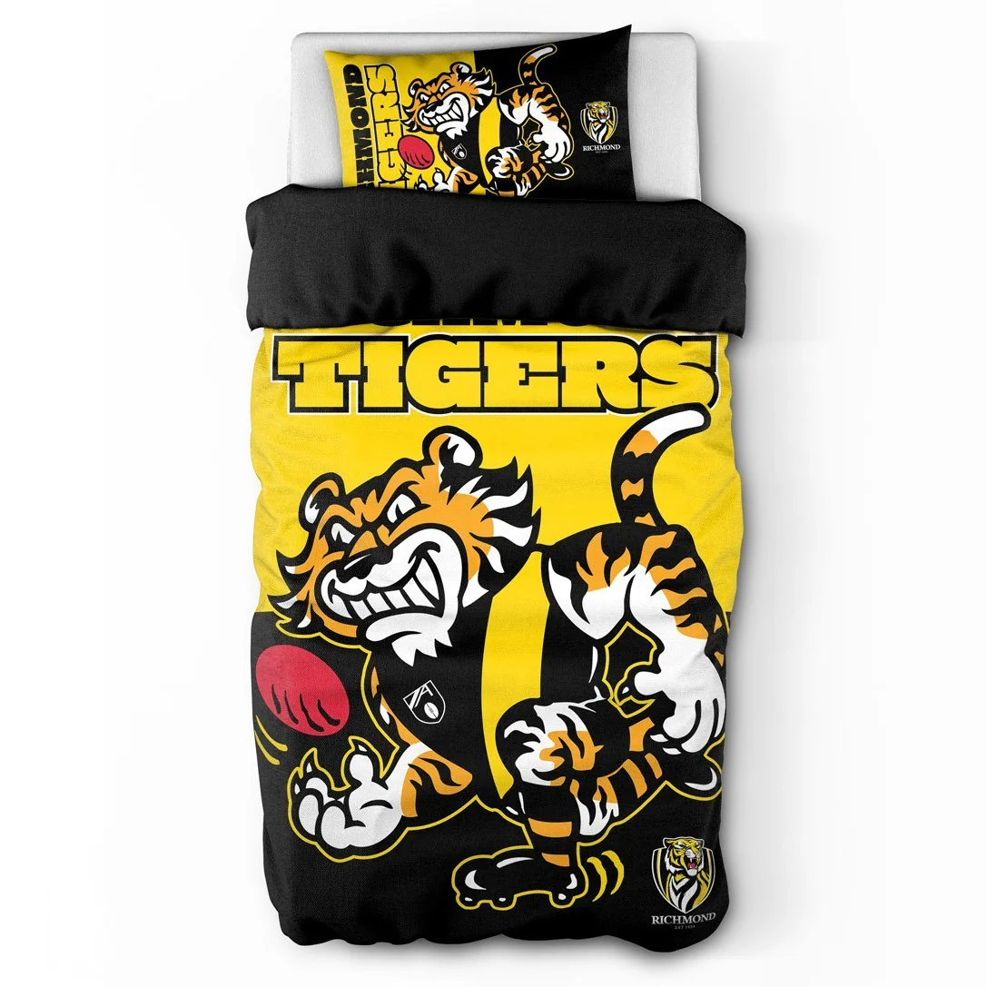 AFL Quilt Cover Set - Richmond Tigers - Doona Cover - Pillowcases