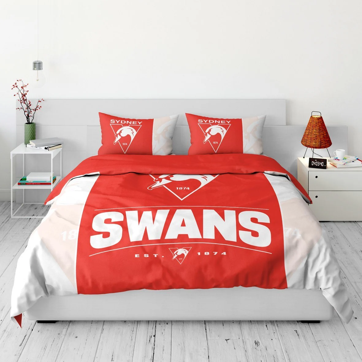 AFL Quilt Cover Set - Sydney Swans - Doona Cover - Pillowcases - Image 2
