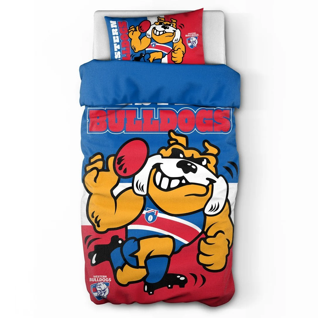 AFL Quilt Cover Set - Western Bulldogs - Doona Cover - Pillowcases