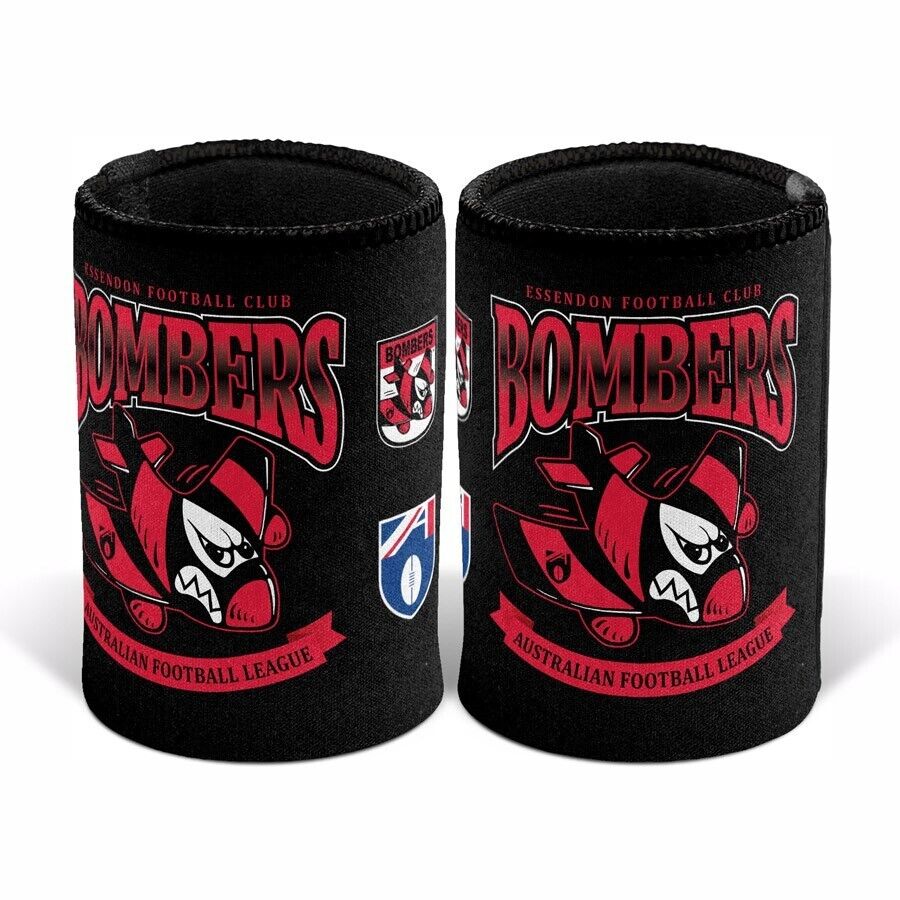 AFL Retro Stubby Can Cooler - Essendon Bombers - Drink - Rubber Base - Image 2