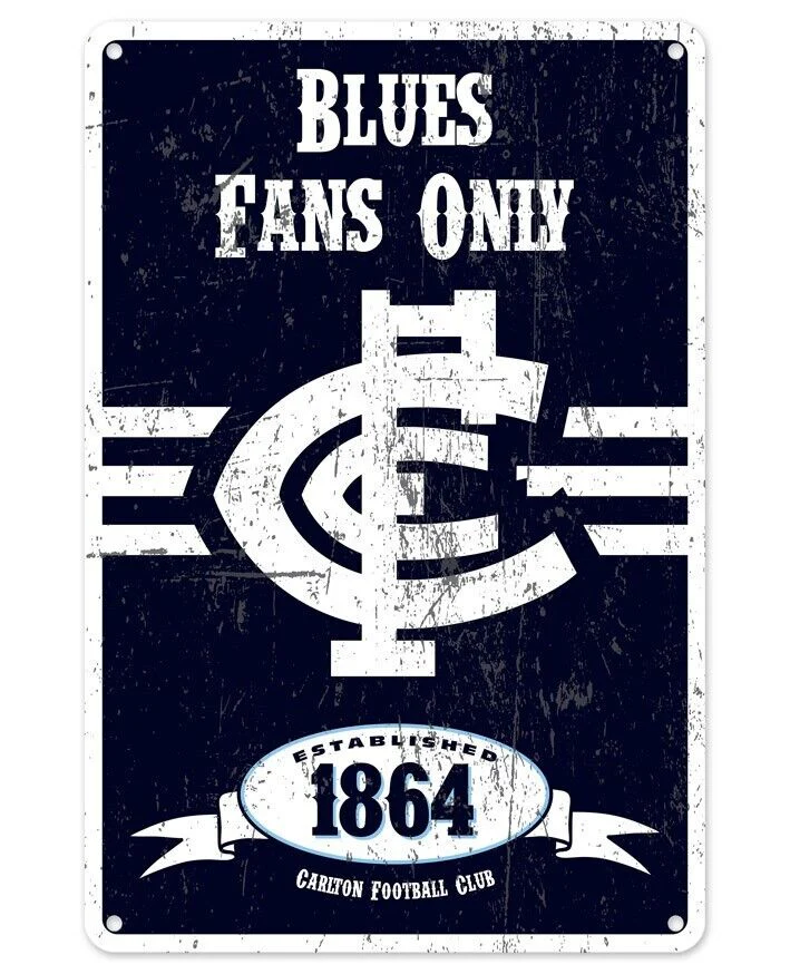AFL Retro Supporter Tin Sign - Carlton Blues - Man Cave - Heritage - Image 2