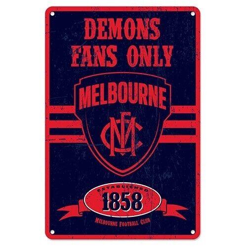 AFL Retro Supporter Tin Sign - Melbourne Demons - Man Cave - Heritage