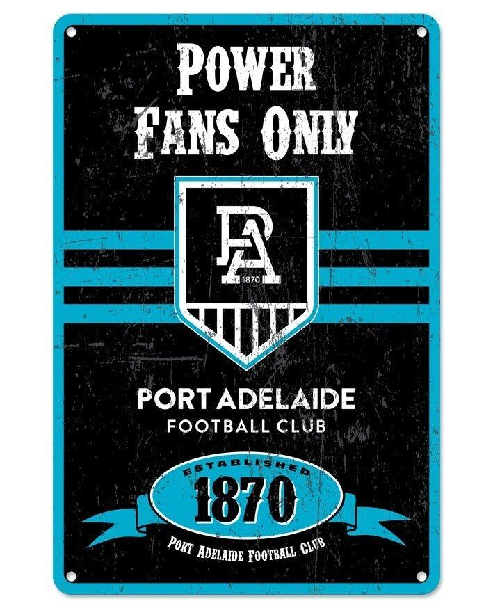 AFL Retro Supporter Tin Sign - Port Adelaide Power - Man Cave - Heritage