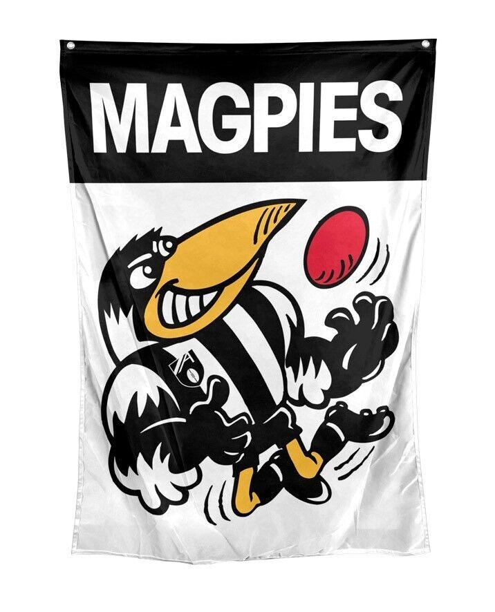 AFL Retro Wall Flag - Collingwood Magpies - Cape Flag - Approx 100cm x 70cm - Image 2