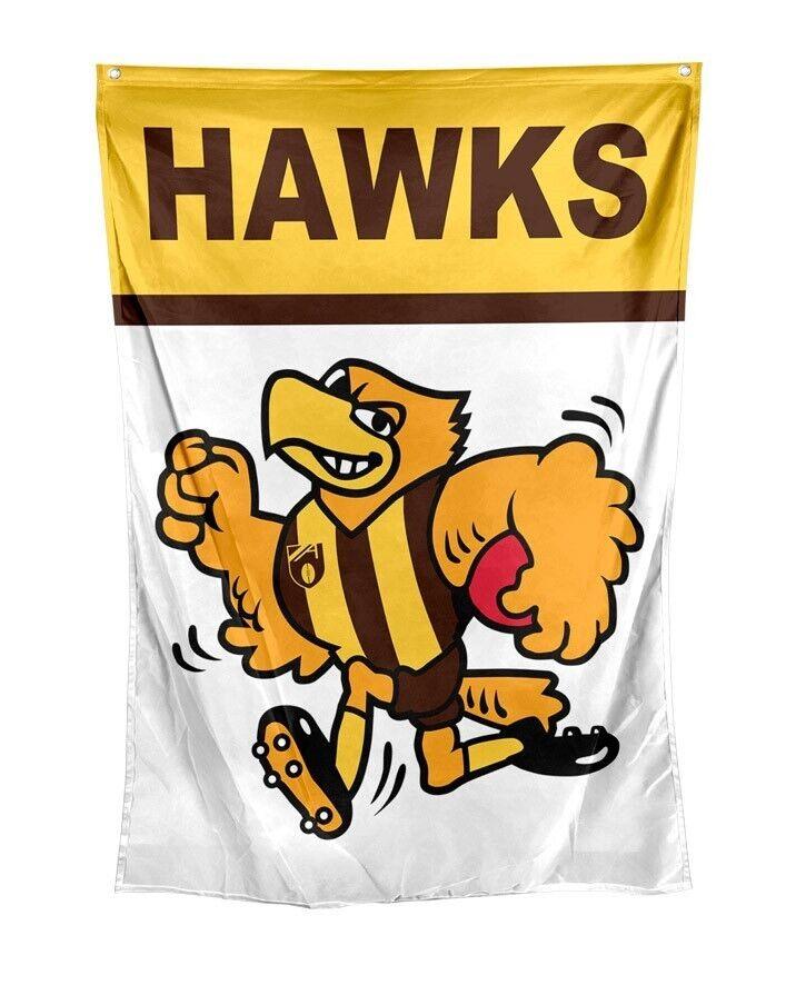 AFL Retro Wall Flag - Hawthorn Hawks - Cape Flag - Approx 100cm x70cm - Image 2